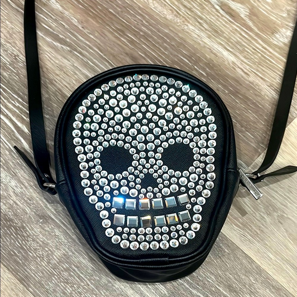 Black Skull Rhinestone Crossbody Bag